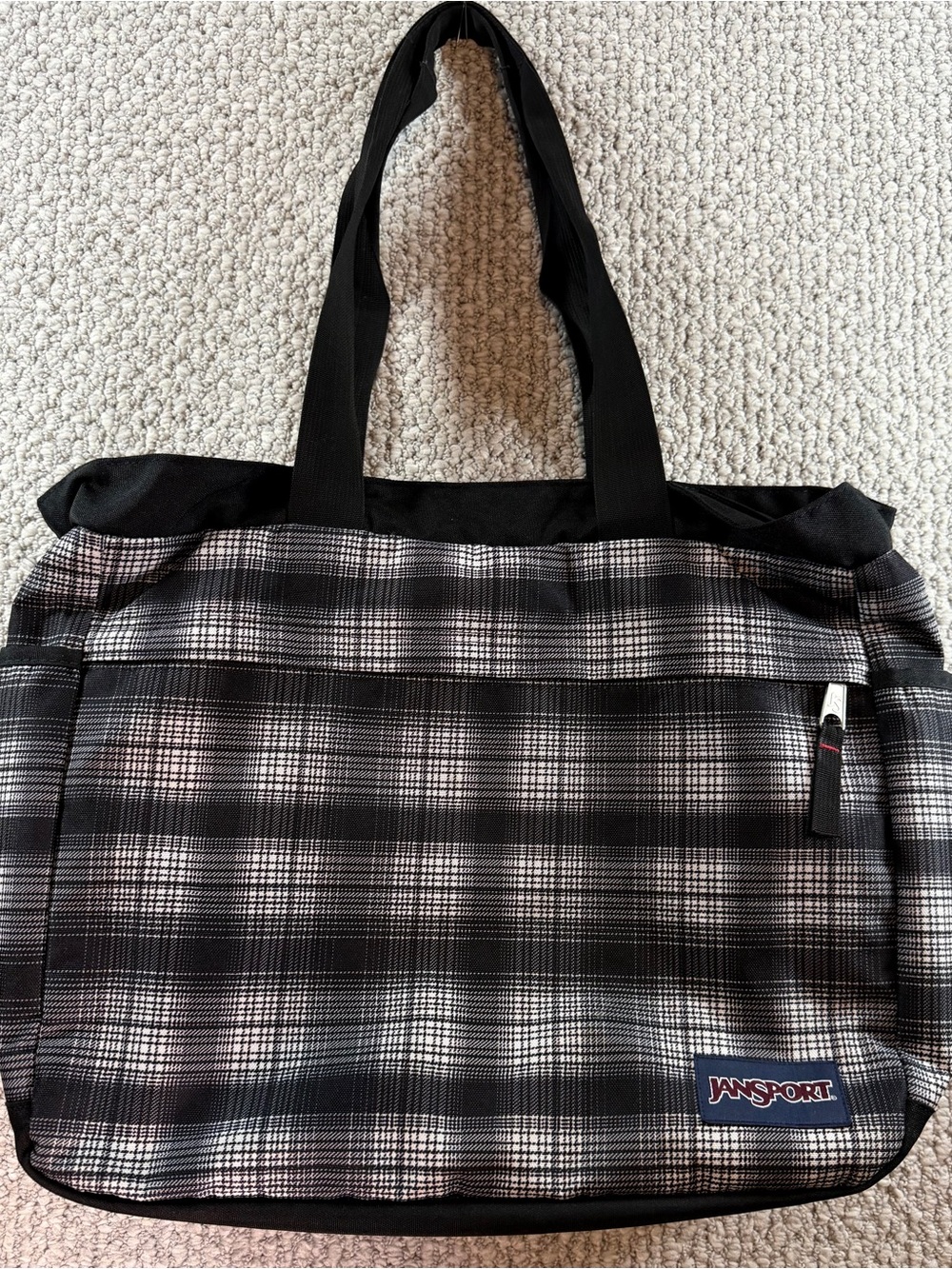 Jansport Like New Black White Plaid Canvas Laptop Bag
